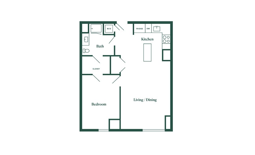 C5 1 Bedroom 1 Bath Floorplan