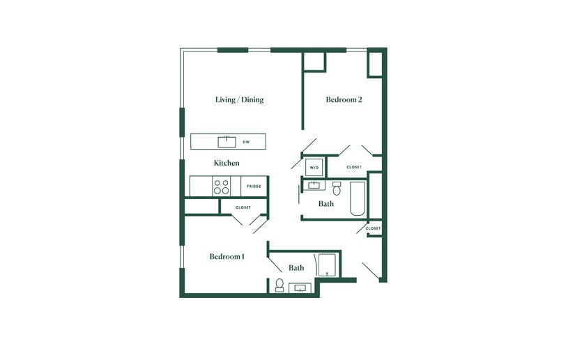 E8 2 Bedroom 2 Bath Floorplan
